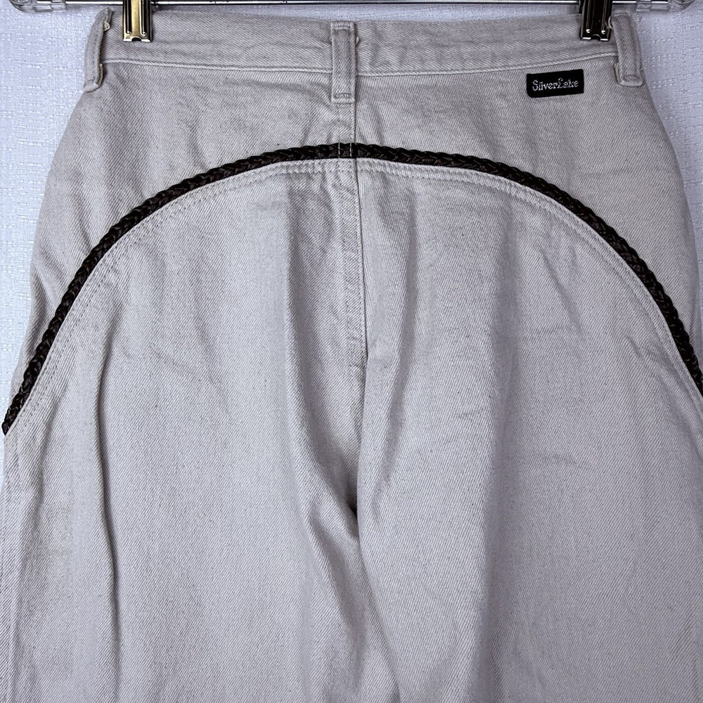 Vintage Wrangler Silverlake W 5/6 X 32 Beige Western Denim Jeans Braided Leather